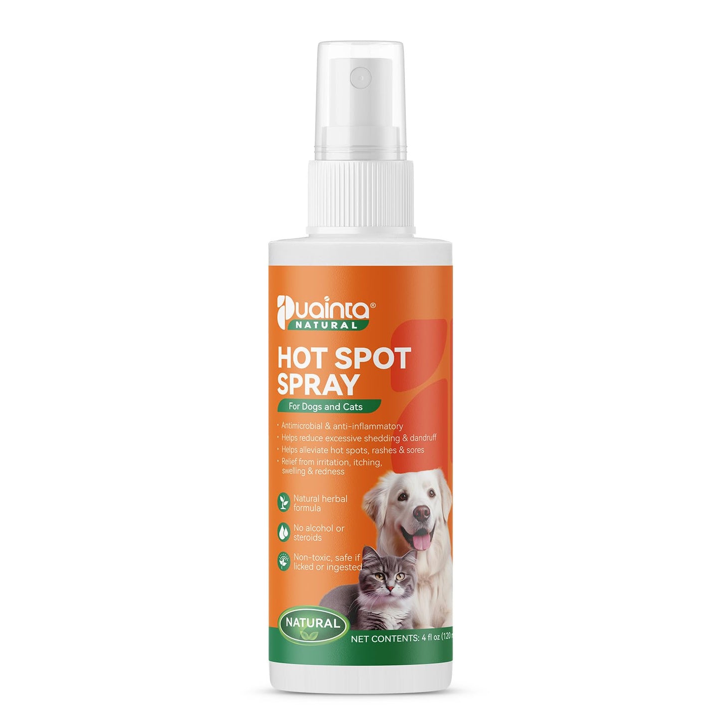 PUAINTA Hot Spot Treatment for Dogs, Pure Natural Dog Itch Skin & Allergy Relief Spray, Hot Spot Spray for Dogs Cats - Helps Alleviate Sensitive Skin, Licking Paws, 4oz