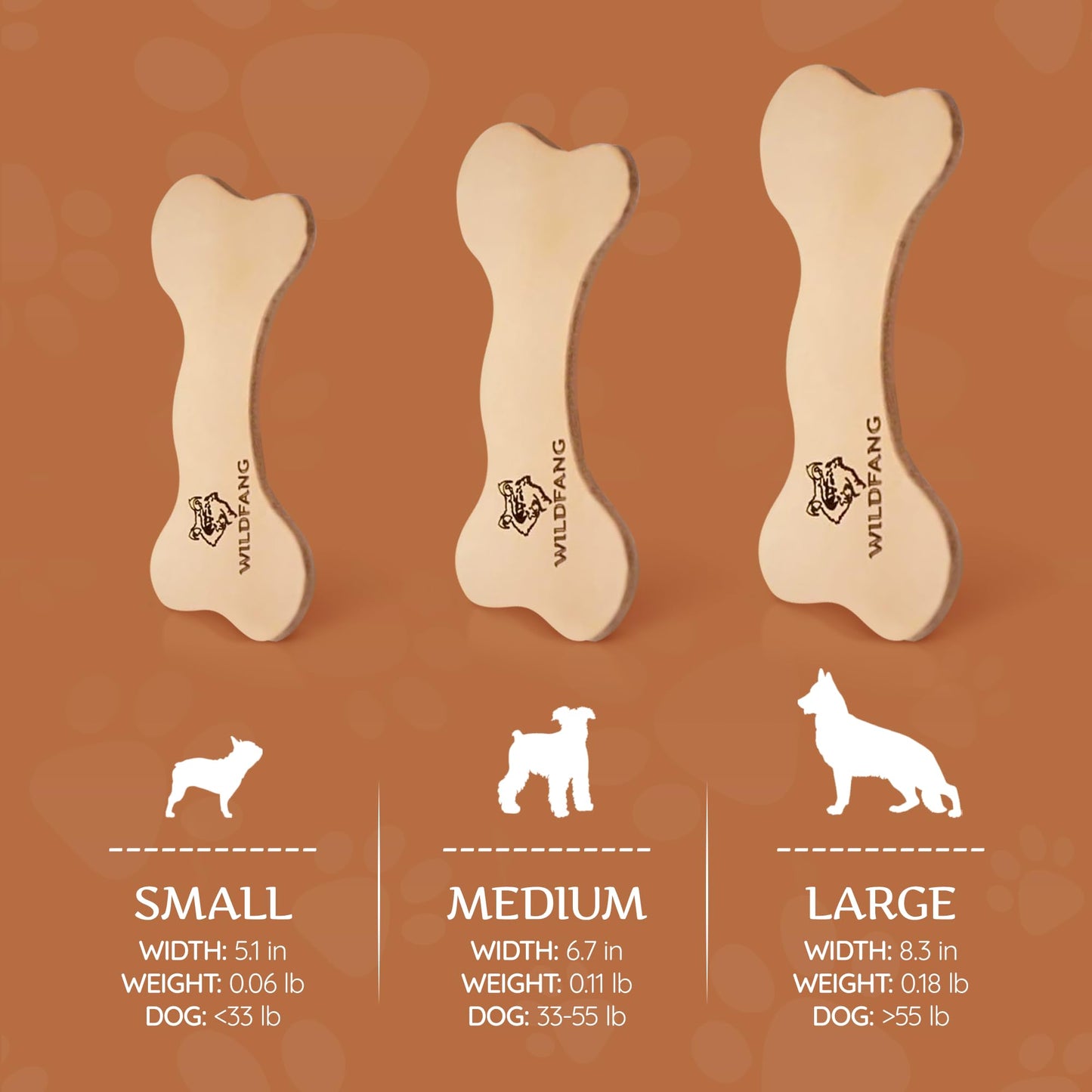 Wildfang® Leather Dog Toy, Small - Leather Bone for Teething Dog, Dental Toys for Puppies, Puppy Chew Bones for Light or Medium Chewers (for Dogs Under 22 lbs), Pack of 3