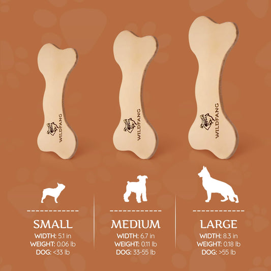 Wildfang® Leather Dog Toy, Small - Leather Bone for Teething Dog, Dental Toys for Puppies, Puppy Chew Bones for Light or Medium Chewers (for Dogs Under 22 lbs), Pack of 3