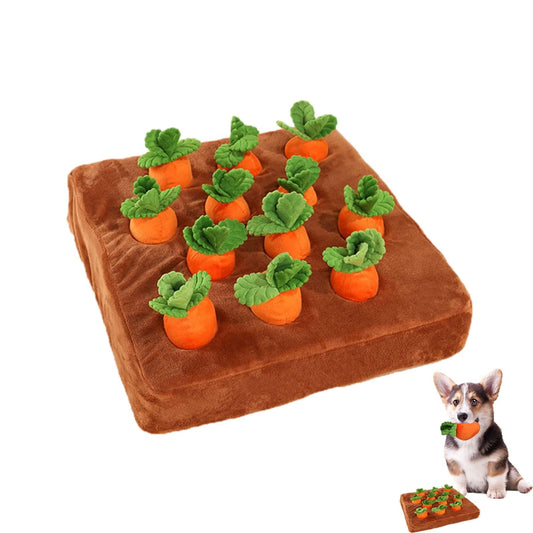 AGYTBG Carrot Snuffle Mat for Dogs, Interactive Dog Plush Puzzle Toys, 2 in 1 Non-Slip Nosework Feed Games, Pet Stress Relief with 12 Carrots