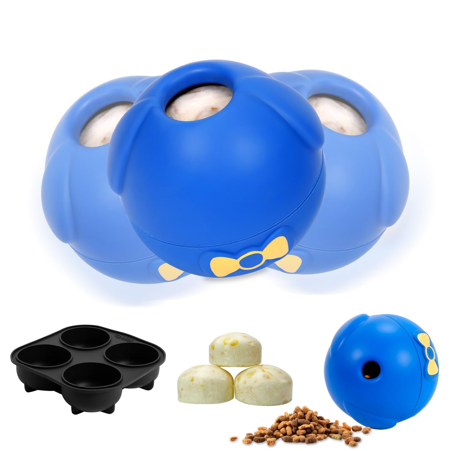 Yipetor Interactive Treat Dispensing Dog Toy, Large 3IN1 Frozen Dog Enrichment Toy, Tough Rubber Chew Ball Dog Puzzle Toys for Large Medium Breeds - Keep Them Busy/Anxiety Relief/Feeding Slow