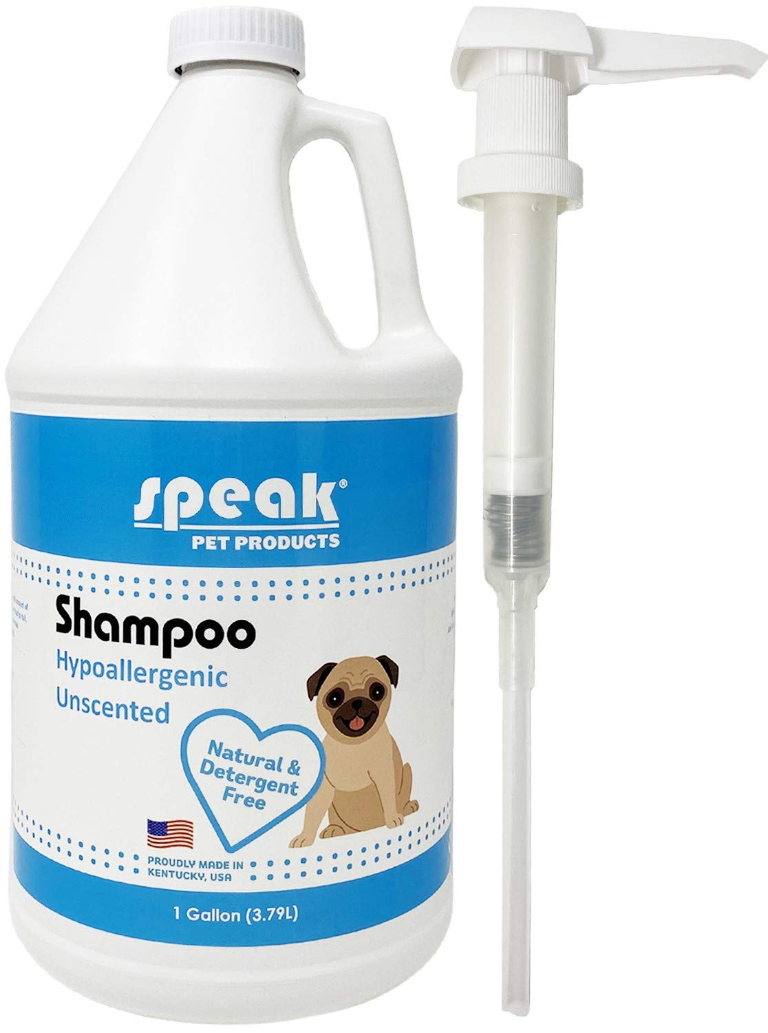Speak Pet Products Natural Hypoallergenic Unscented Dog Shampoo Refill with Pump,1 Gallon