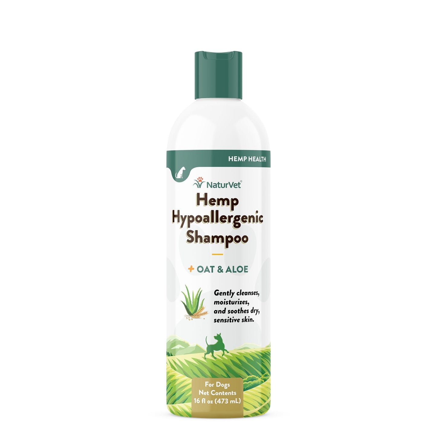 NaturVet Hemp Hypoallergenic Shampoo with Oat and Aloe for Dogs, 16oz Liquid, Made in The USA