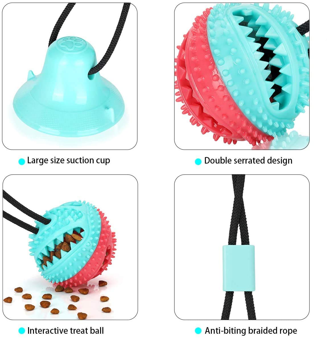 Interactive Dog Toys Tug of War, Mentally Stimulating Toys for Dogs, Puppy Teething Toys for Boredom to Keep Them Busy, Dog Puzzle Treat Food Dispensing Ball Toy for Small Medium Dog on Smooth Floor