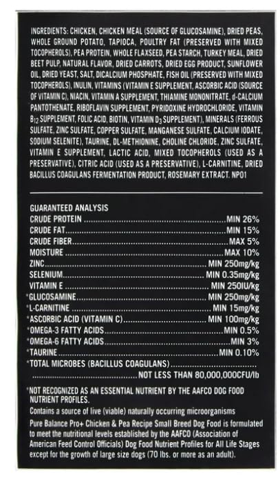 Pur Balence Pro+ Small Breed Chicken & Pea Recipe Dry Dog Food, for Small Breeds & All Life Stages 8 lbs (8LBS Bag)