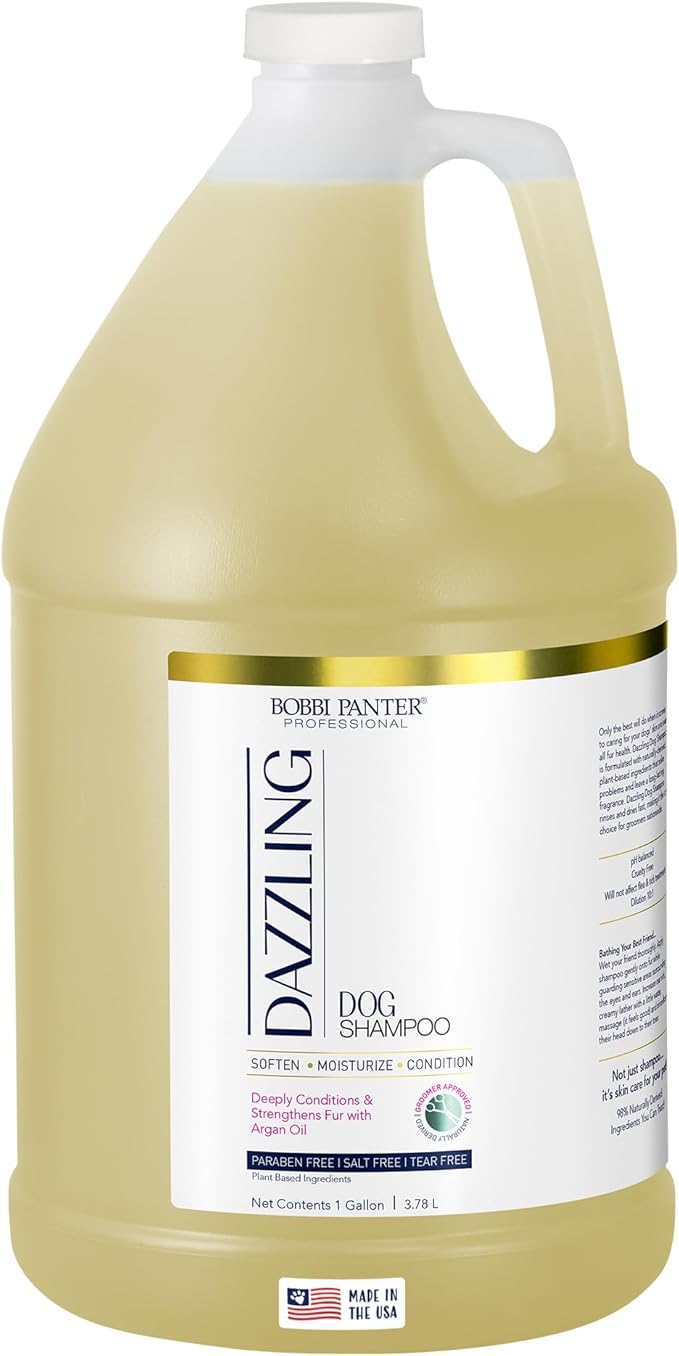 Bobbi Panter Dog Shampoo - Made in USA - All Natural Formula for Deep Nourishing and Cleasing - Concentrated 20:1 for Professional Groomers - Light Chamomile Scent, 13 Oz (Case of 12)