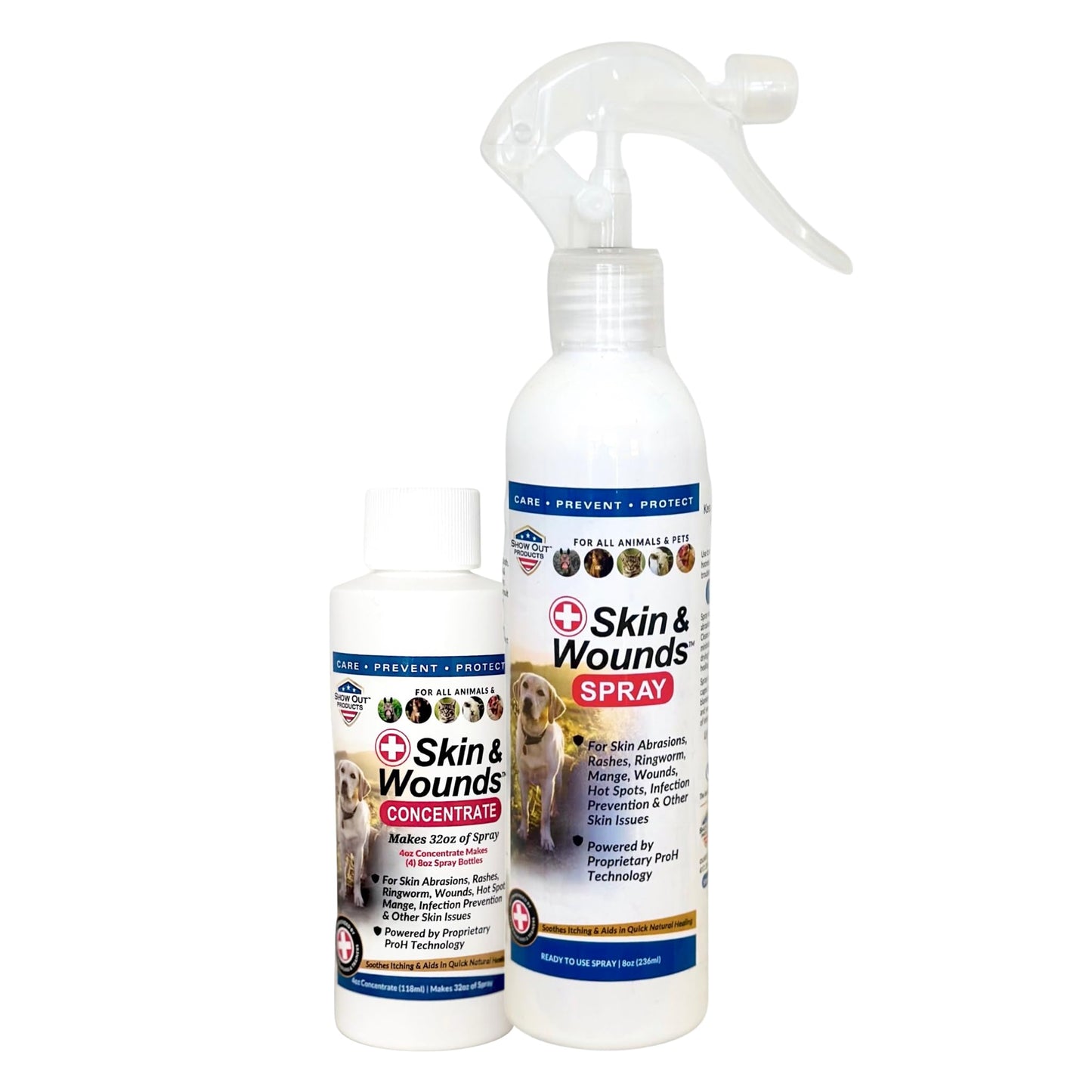 Show Out Skin & Wound Spray for Dogs & Cat - Remedy for Dog Hot Spot, Cleans and Repairs Skin, Wound Care, Relief for Hot Spots, Skin Allergies, Dry, Itching Skin (Makes 32 oz of Solution for Pet)