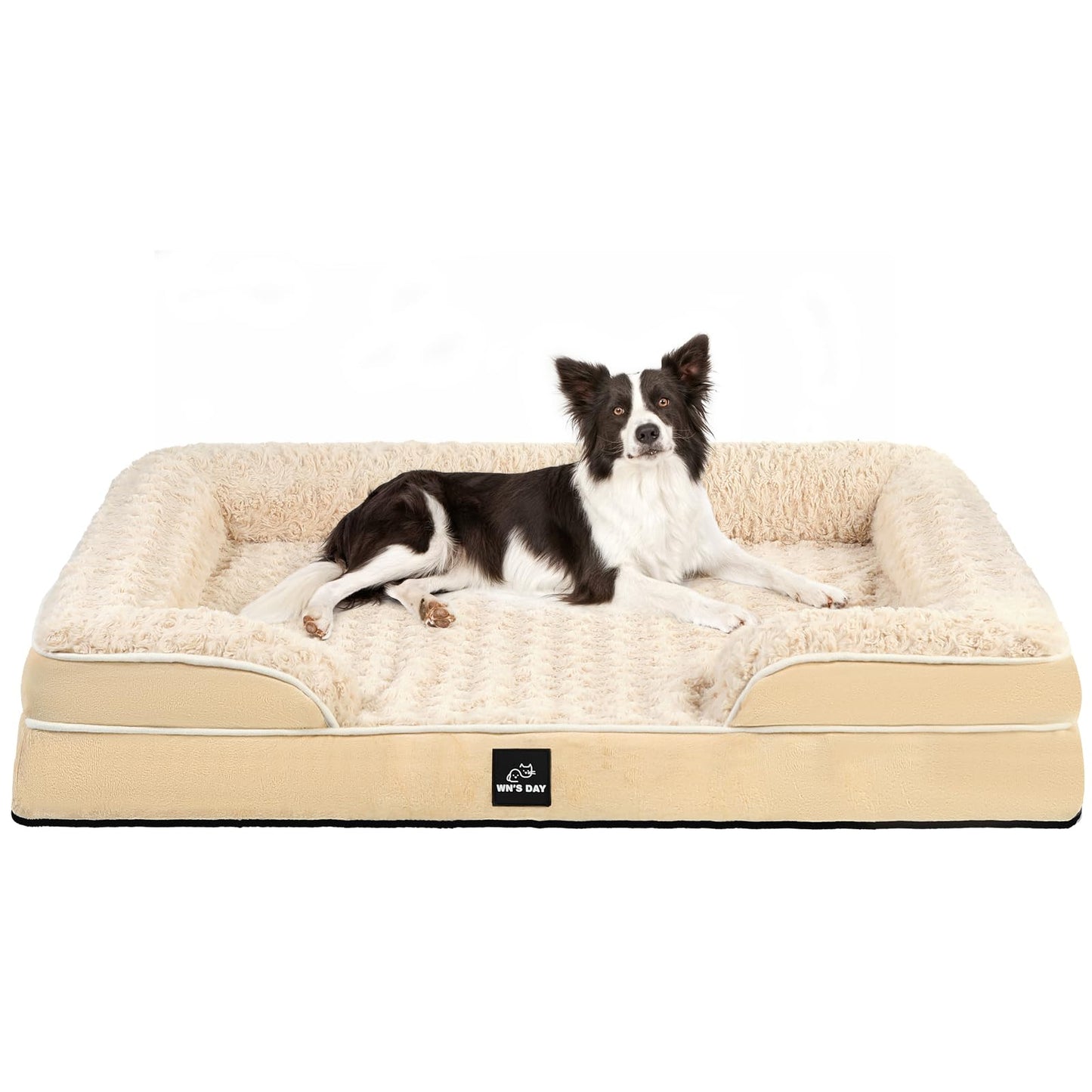Orthopedic Dog Bed for Large Medium Sized, Washable Memory Foam Large Dog Bed, Medium Pet Sofa with Removable Cover, Washable Waterproof Pet Couch Beds(Beige, L)