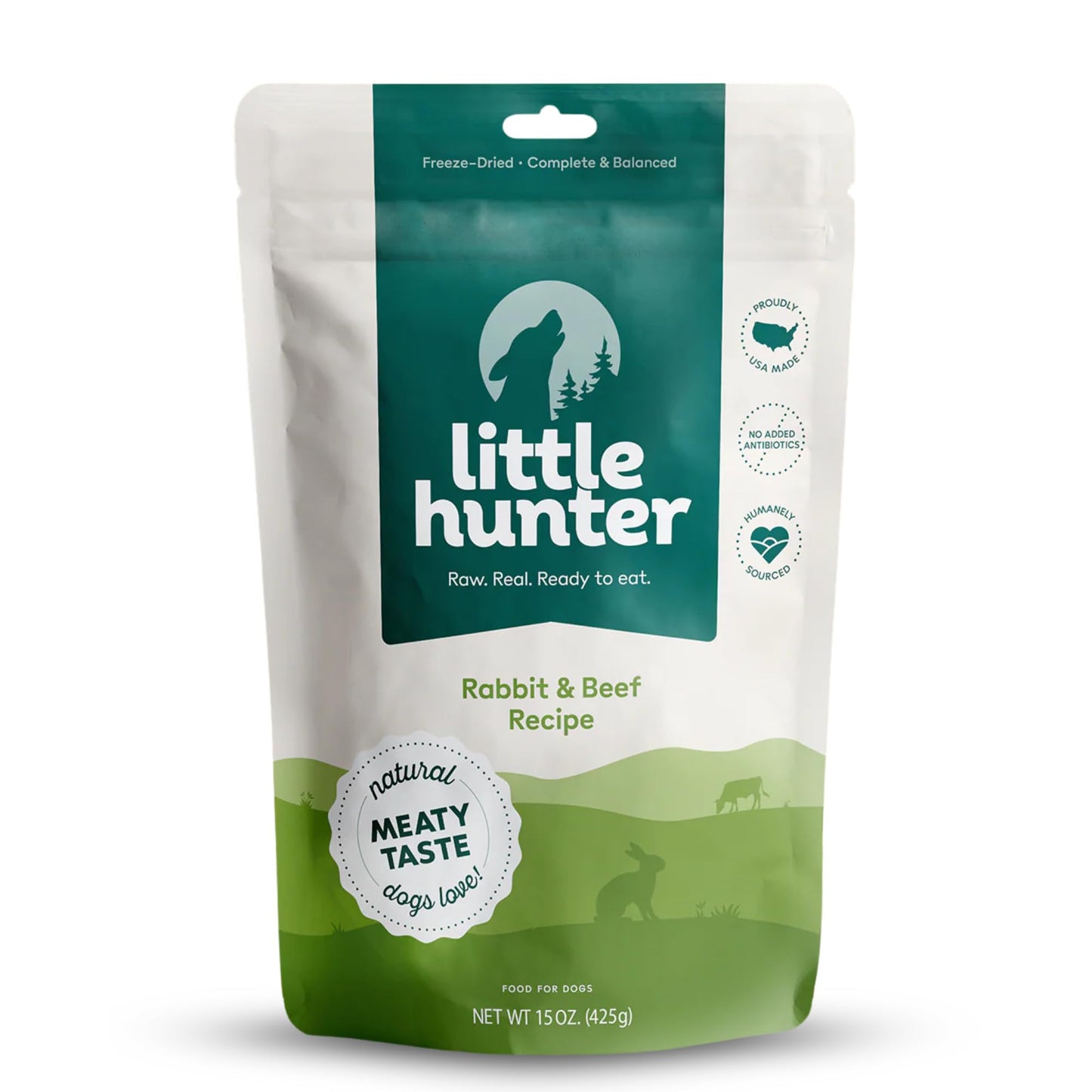 Little Hunter Freeze Dried Fresh Dog Food Raw Rabbit Recipe - Picky Eater-Approved Limited Ingredient for All Stages - High Protein, Small Batch, Grain Free Raw Dog Food, 15 oz