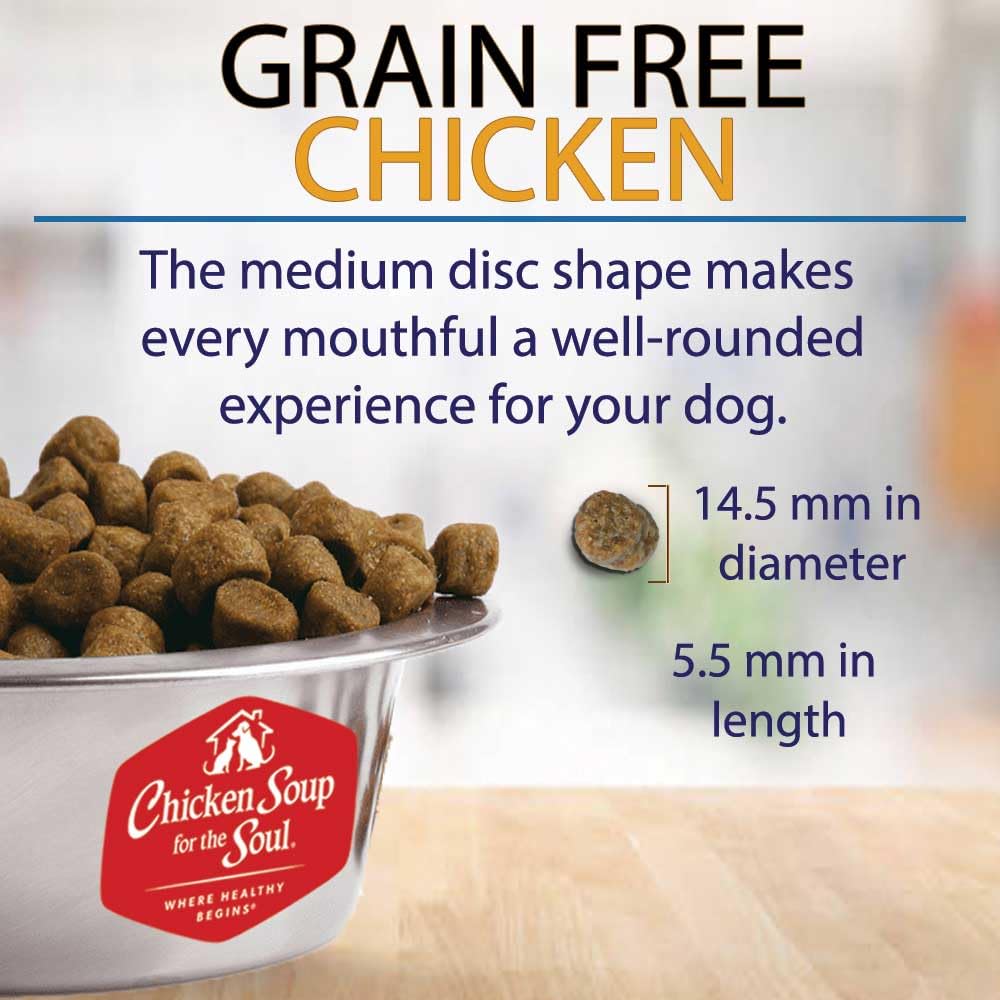 Chicken Soup for the Soul All Natural Premium Grain-Free All Life Stage Dry Dog Food, Real Meat First Ingredient, No By-Products, Added Taurine Supports Heart Health, Chicken, Pea & Sweet Potato, 22lb