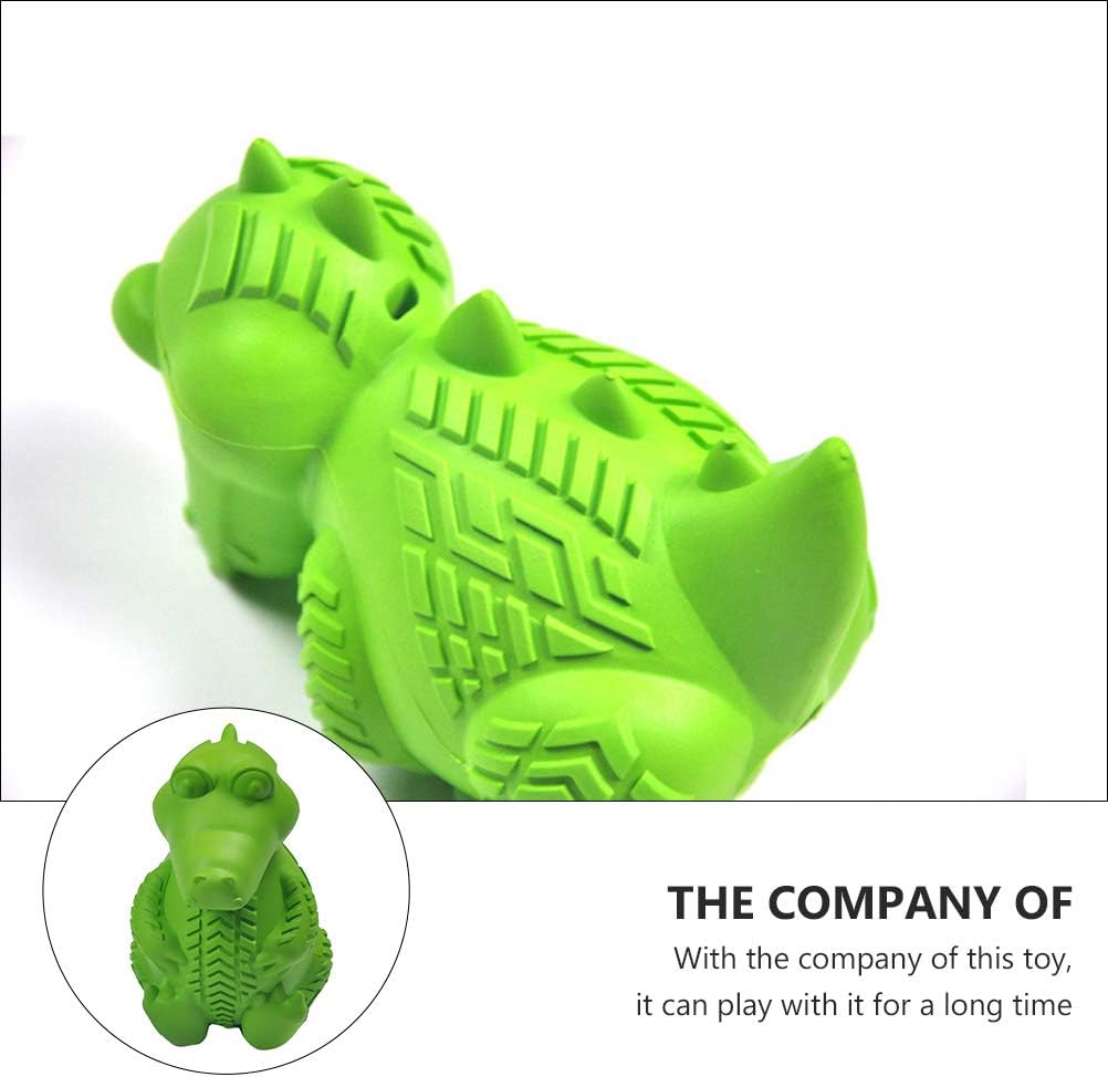 TEHAUX Rubber Pet Teething Toy, Dog Chew Toy for Teeth Cleaning Care - Interactive Treat Dispenser for Puppies Small Dogs - & Teething Relief Green 3X3X4.7 Inches