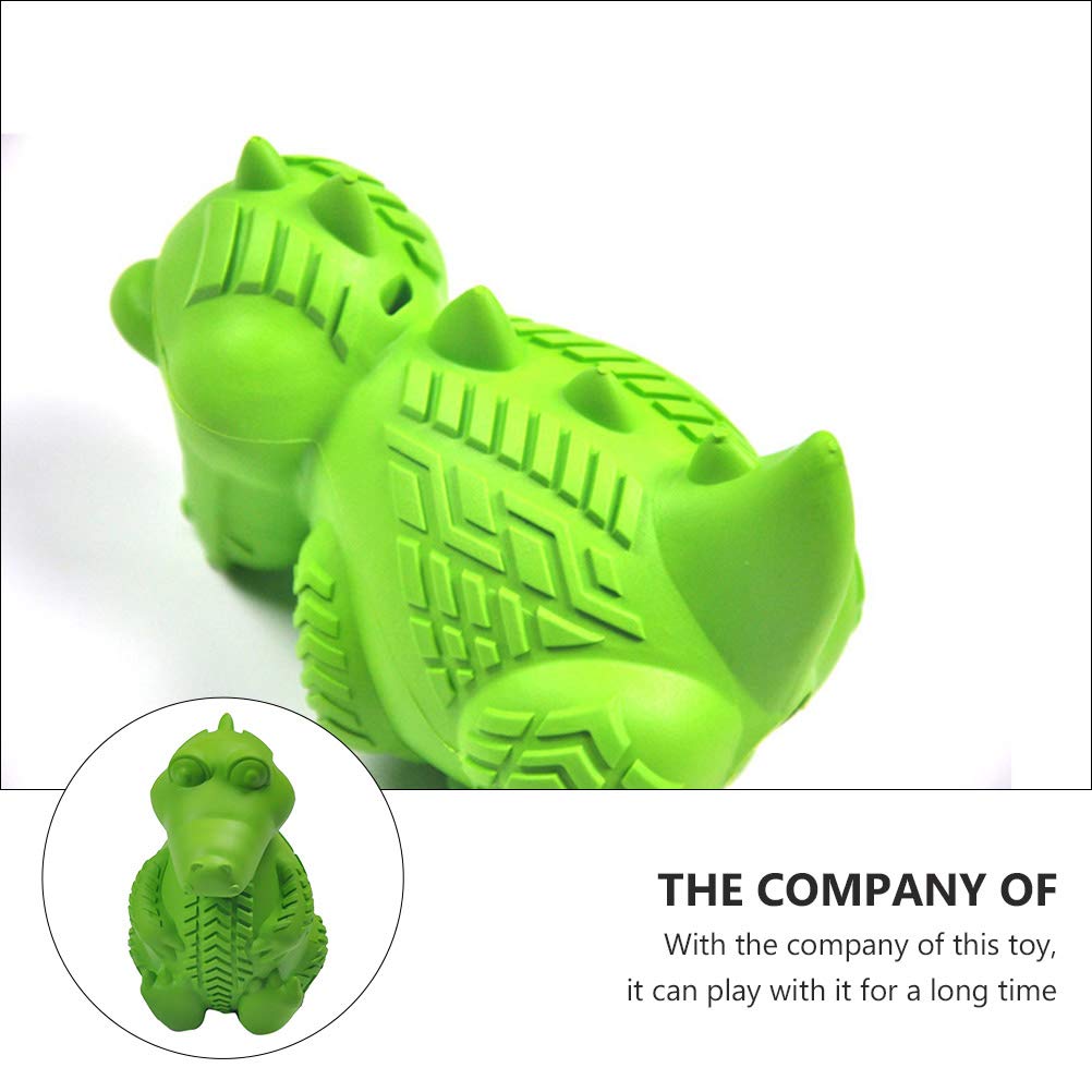 TEHAUX Rubber Pet Teething Toy, Dog Chew Toy for Teeth Cleaning Care - Interactive Treat Dispenser for Puppies Small Dogs - & Teething Relief Green 3X3X4.7 Inches