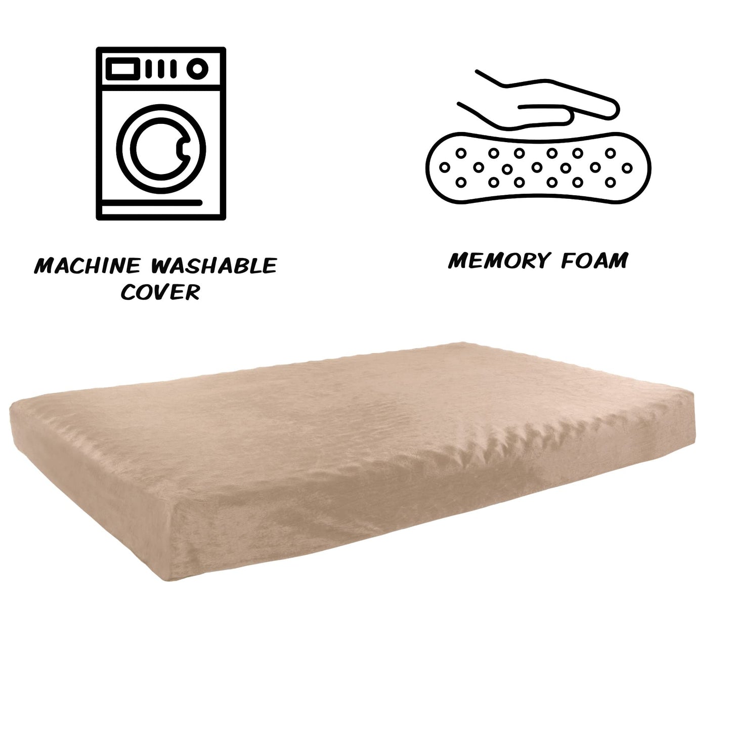 PETMAKER Orthopedic 2-Layer Memory Foam Dog Bed with Machine Washable Sherpa Top - 46x27, Up to 95lbs (Tan)