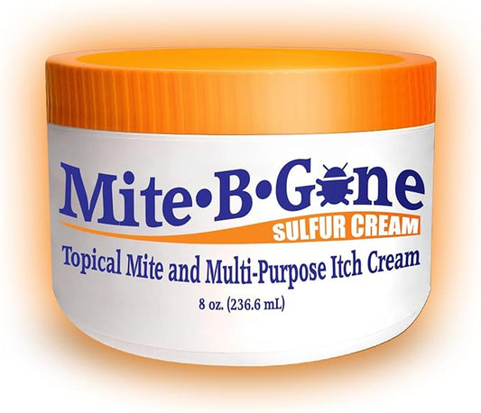Mite Cream & Bite Relief - 10% Natural Blend Sulfur Cream for Multi-Purpose Bites, Redness, Itching, & Irritation | Safe for Kids and Adults | Fast & Effective for All Skin Types| 8 oz