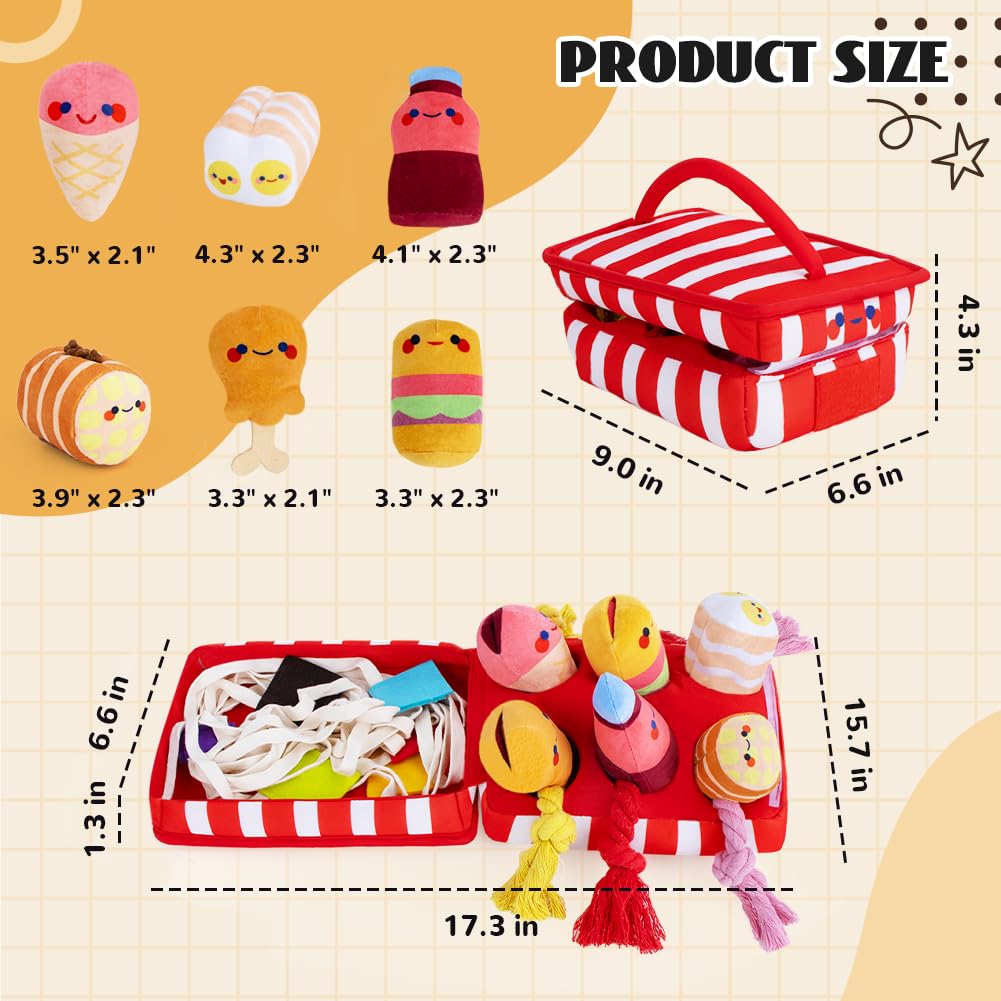 Puppy Toys - Interactive Squeaky Snuffle Hide & Seek Tug Rope Plush Toys for Small Medium Dogs - Natural Foraging Nose Work Boredom Relief