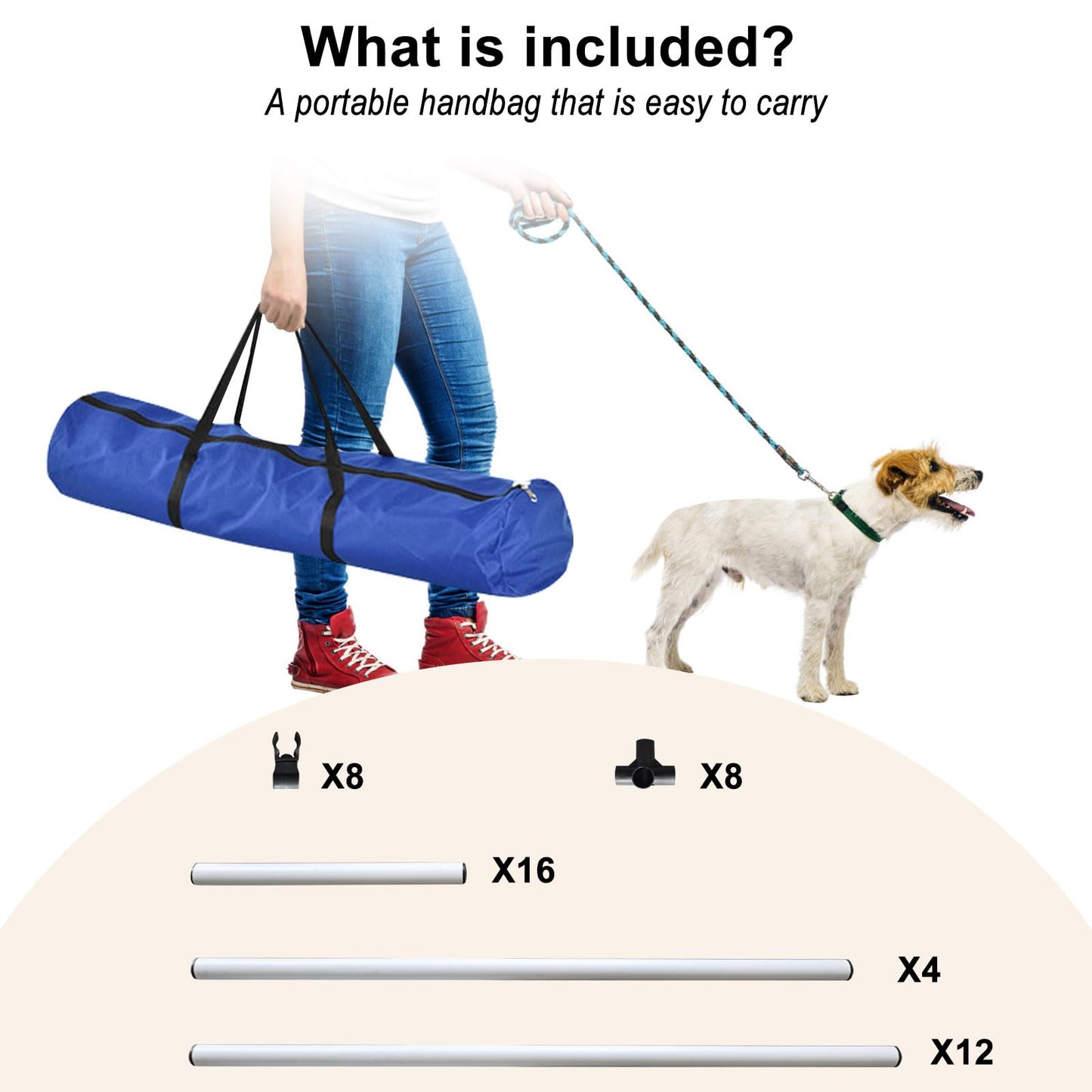 plzzree Dog Agility Jump Training Equipment: Dog Agility Jumps Course with Adjustable Height Jump Bars Included Carry Bag - Dog Jumping Hurdles Training Set Indoor & Outdoor