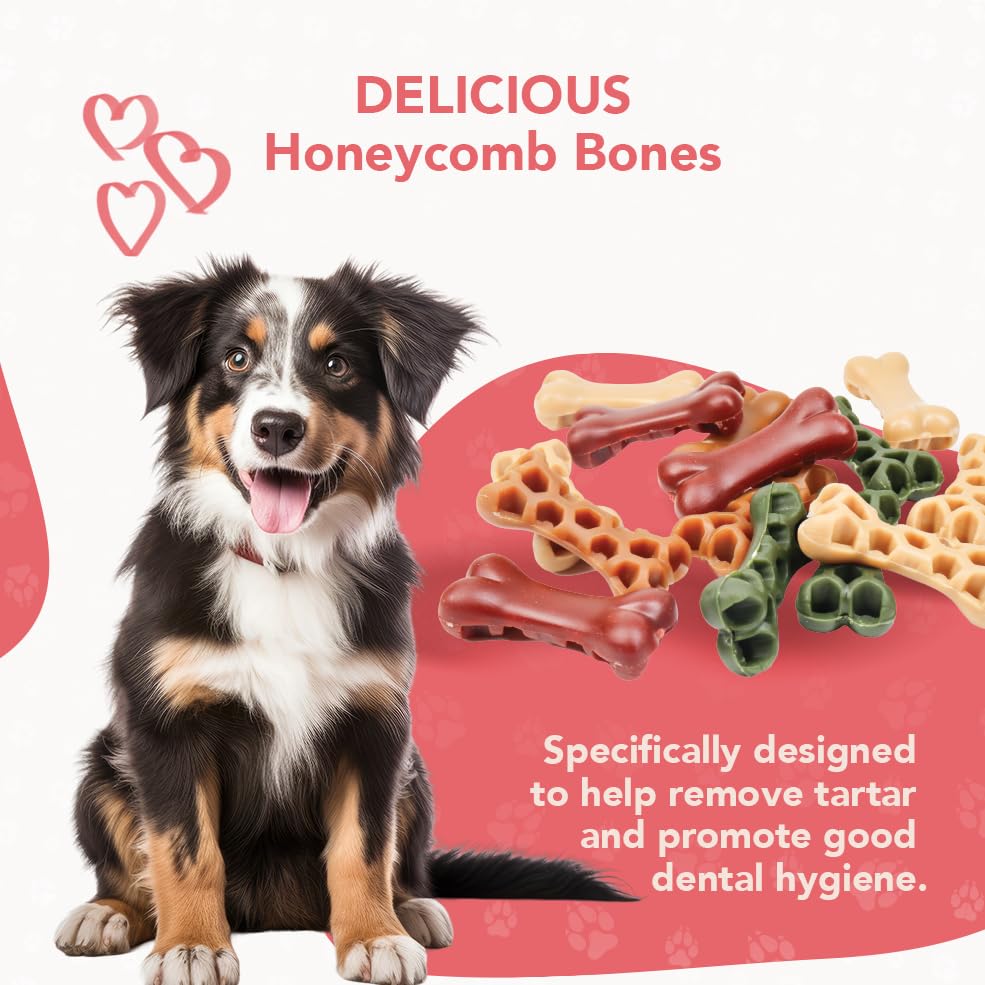 ReThink Pet Premium Honeycomb Bone Treats for Dogs, Highly Digestible & Natural Dog Treats with Irresistible Flavor That Help Reduce Plaque & Tartar Buildup, 11 Count