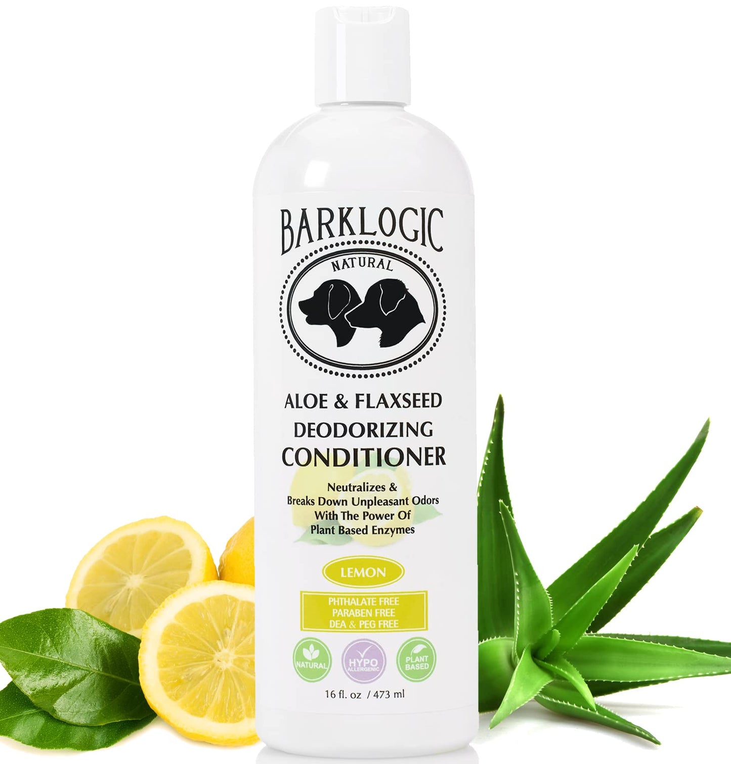 BarkLogic Dog Conditioner with Naturally Derived Essential Oils, 16 fl oz - Plant Based Gentle Formula is Puppy Safe - Lemon