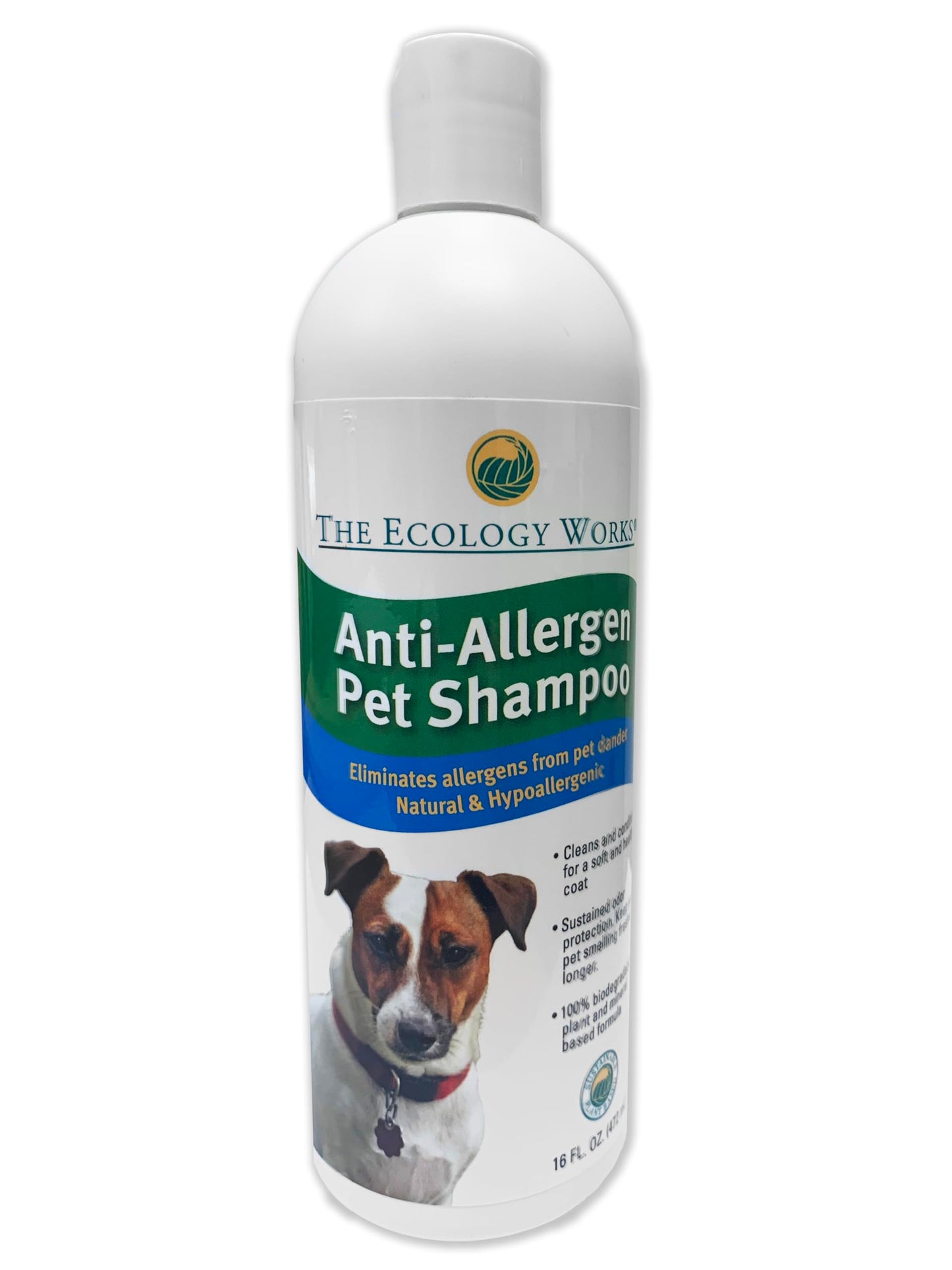 Anti-Allergen Pet Shampoo -Dog & Cat Dander Remover. Gentle Formula for Dry Sensitive Skin; Allergy Relief, The Ecology Works (16 Oz)