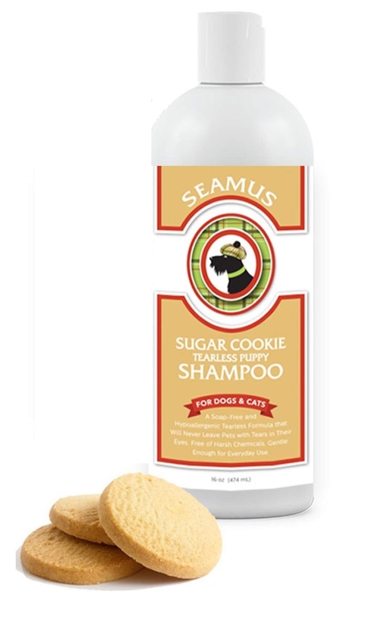 SEAMUS Sugar Cookie Tearless Puppy Shampoo – Made from Tearless Baby Shampoo, soap-Free, Hypo-allergenic, Ideal for Sensitive Skin, Best Shampoo for Puppies, Dogs, Cats, Kittens and Horses