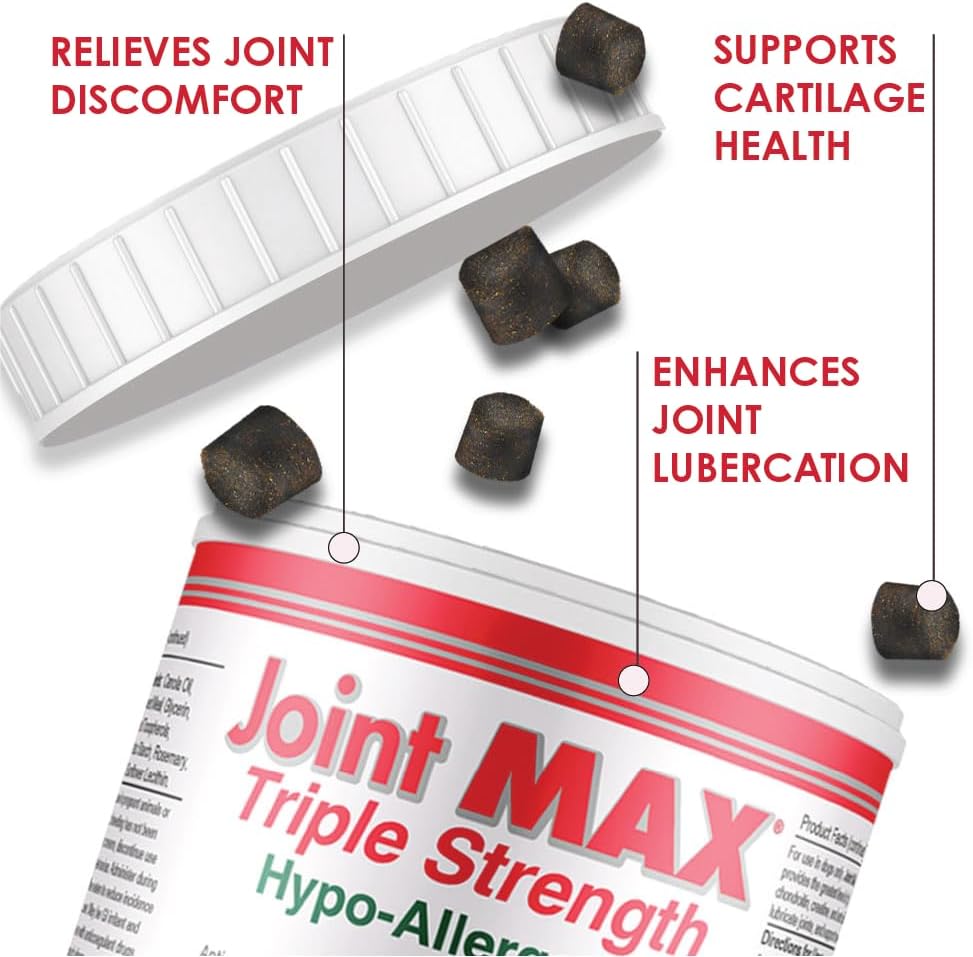 Joint MAX Triple Strength Hypo-Allergenic Soft Chews for Dogs - Hip and Joint Support Supplement with Glucosamine, Chondroitin, & MSM - Made in The USA - 120 Soft Chews