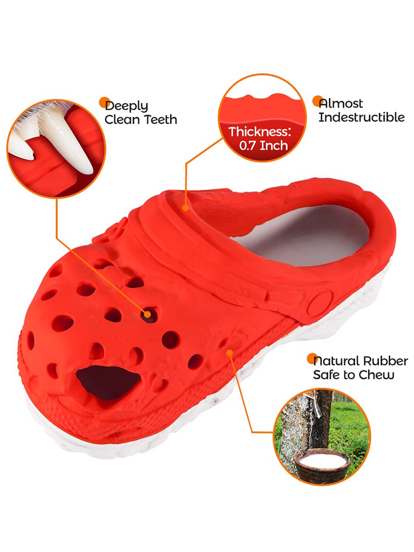 Durable Rubber Slipper Toy Interactive Puppy Toys Aggressive Chewers Small Meduium Breed,Dog Tough Toys for Pet Training and Cleaning Teeth,Indestructible Dog Toys for Aggressive Chewers (Slipper-Red)
