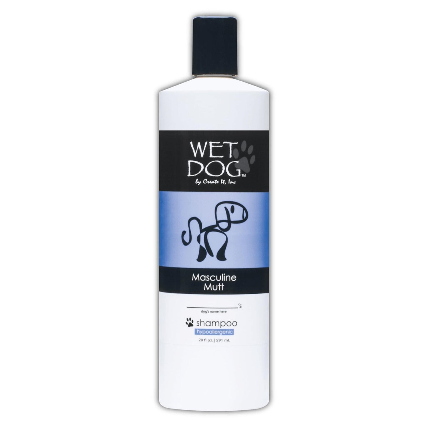 Wet Dog Masculine Mutt All-Natural Organic Oatmeal Sensitive Skin Shampoo for Dogs and Pets, Moisturizing Detangling Deshedding - 20 Ounce