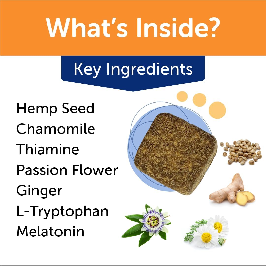 ThunderWunders Hemp Dog Calming Chews | Vet Recommended for Situational Anxiety | Fireworks, Thunderstorms, Travel & More | Made with Hemp Seed, Thiamine, L-Tryptophan, Melatonin & Ginger (180 Count)