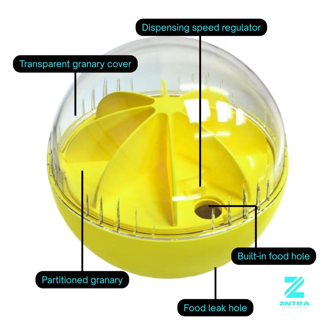 Zntra Dog Puzzle Toy -Interactive Treat Dispensing & Slow Feeder Ball for Large and Small Dogs, Food Dispensing Ball, Pet Puzzles for Smart Dogs, Dog Birthday Toys to Keep Them Busy