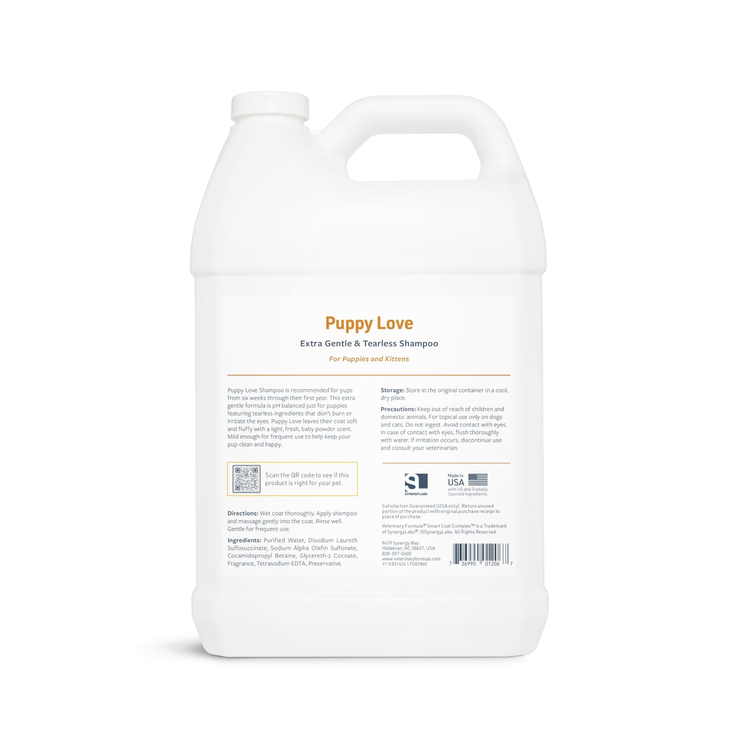 Veterinary Formula Smart Coat Complex Puppy Love Extra Gentle Tearless Shampoo, 128 Fl oz / 1 Gallon – for Pups Over 6 Weeks – with Fresh Scent, Long-Lasting Clean – Won't Dry Out Delicate Skin