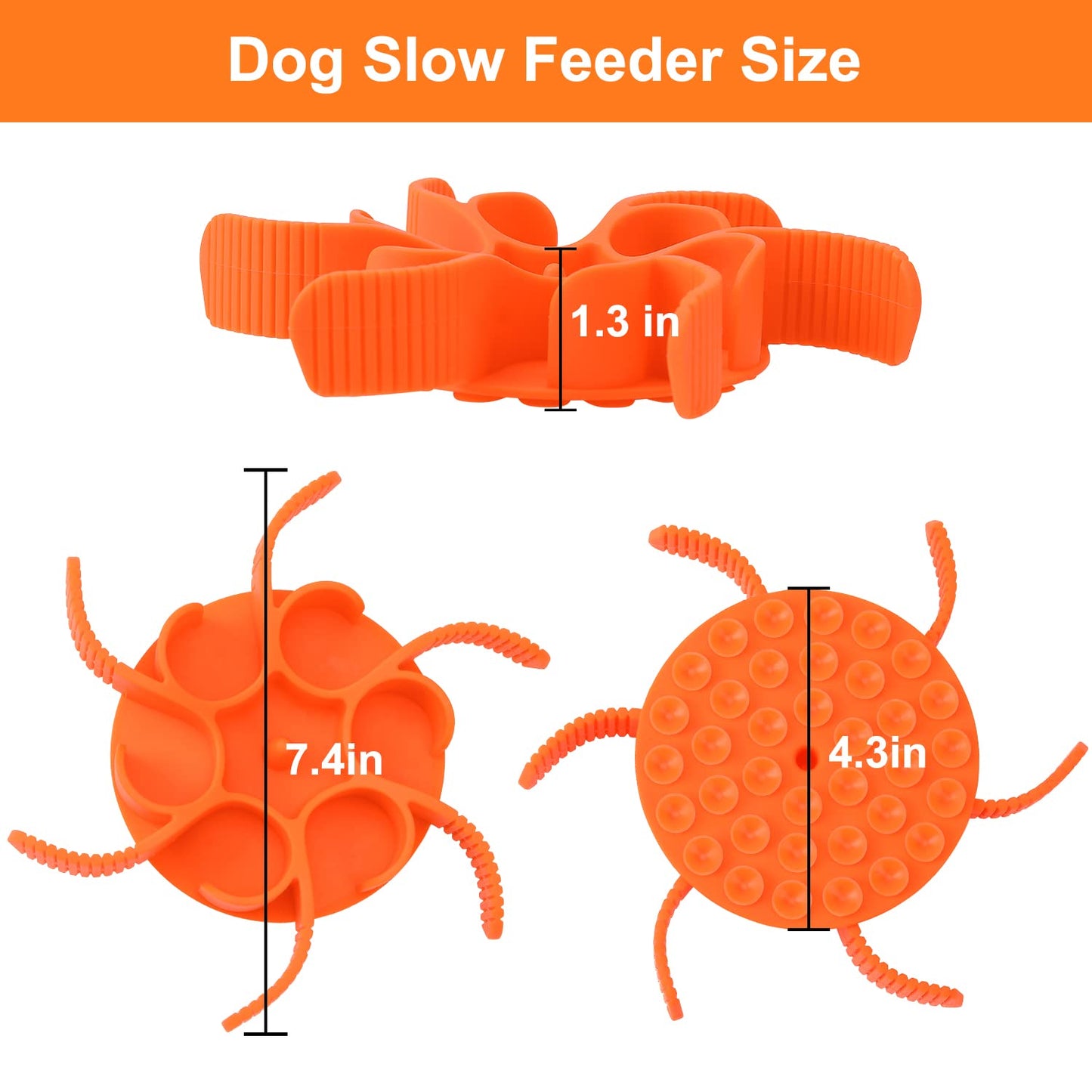 Anipaw Dog Slow Feeder Bowls Silicone Spiral Pet Food Feeder Insert to Slow Down Eating for Large Medium Small Breed Dogs Perfect with Stainless Steel Glass Ceramic Pet Bowls (Orange)