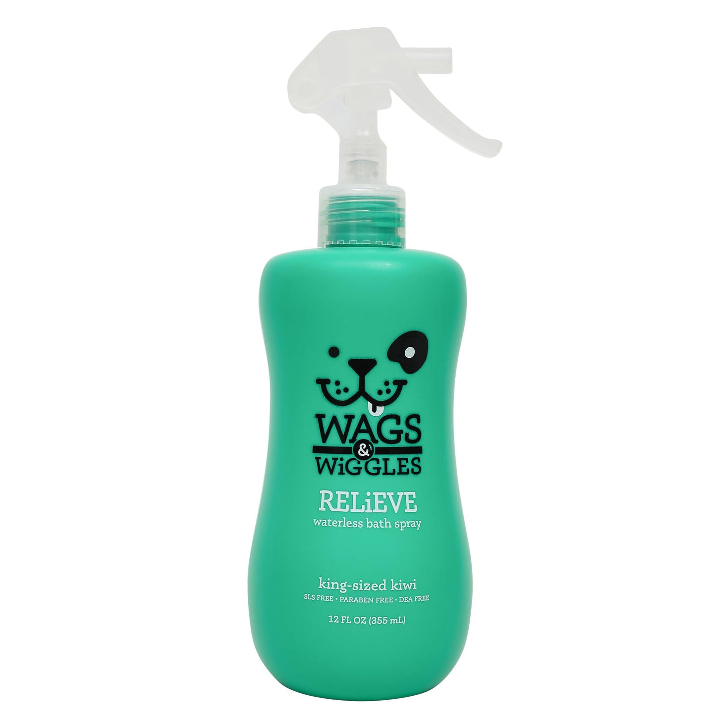 Wags & Wiggles Relieve Dog Anti-Itch Spray, Kiwi Scent - Waterless Dry Shampoo for Dogs With Dry, Itchy, Or Sensitive Skin - Fruity Scent Your Dog Will Love, 12 Fl Oz