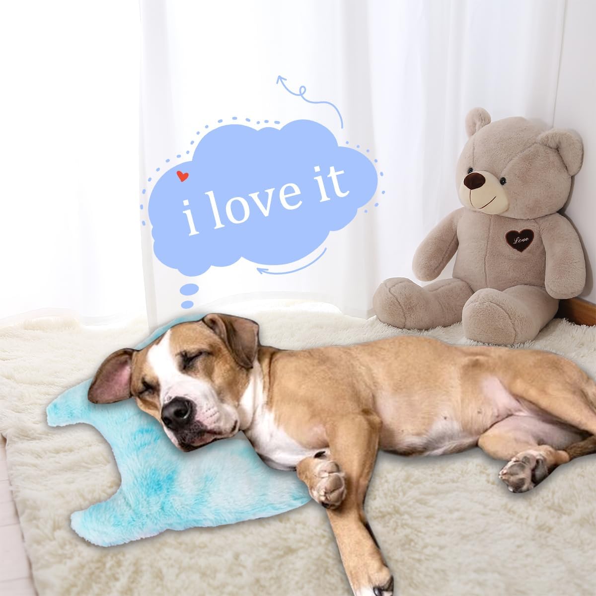 Dog Pillows for Small Dogs,Soft Faux Fur Dog Pillows for Neck,Dog Pillows with Sizes for Small Dogs and Small Cats forAnxiety Relief, Small Dog Calming Toy(Blue)