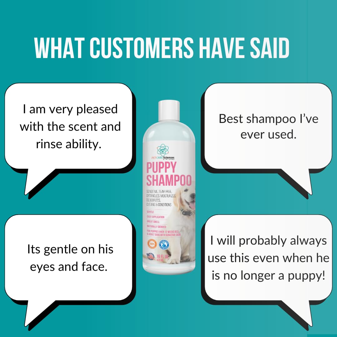 PET CARE Sciences 16 fl oz Tearless Puppy Shampoo and Conditioner - Anti Itch Dog Shampoo Sensitive Skin - Coconut Oil Oatmeal Pet Shampoo for Puppies, Made in The USA