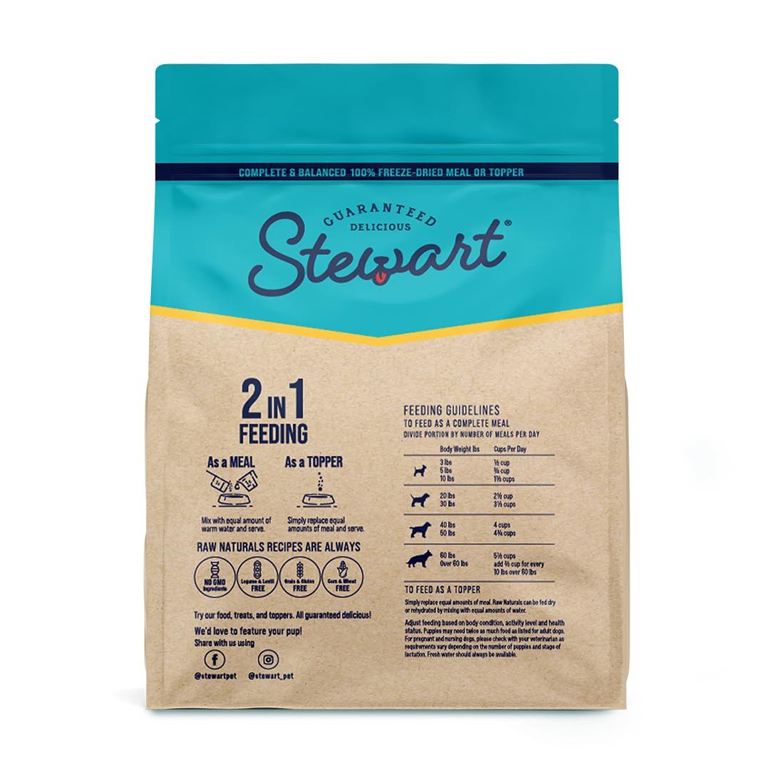Stewart Raw Naturals Freeze Dried Raw Dog Food or Meal Topper, Chicken & Vegetables Recipe, 8 Ounce Bag, Complete and Balanced Nutrition