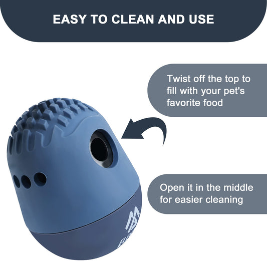 Elevon Treat Dispensing Dog Toys, Puppy and Medium Pet Food Interactive Dog Toy, Dog Slow Feeder, Puzzle Feeder, Dog Enrichment Toys for Puppy Teething and Chewers, Navy