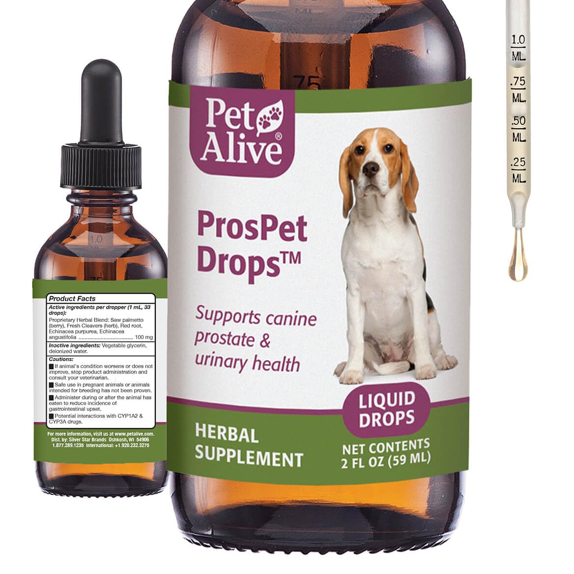 PetAlive ProsPet Drops for Pet Prostate and Bladder Health - Herbal Supplement for Dog Urinary Tract, Bladder and Immune Support - Constipation Relief - 59 ml