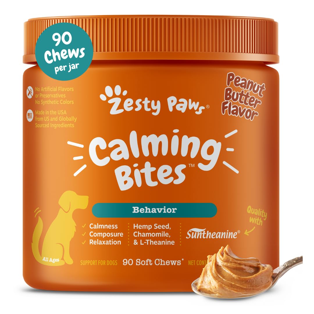 Zesty Paws Calming Chews for Dogs Composure & Relaxation for Everyday Stress & Separation Peanut Butter 90 Count