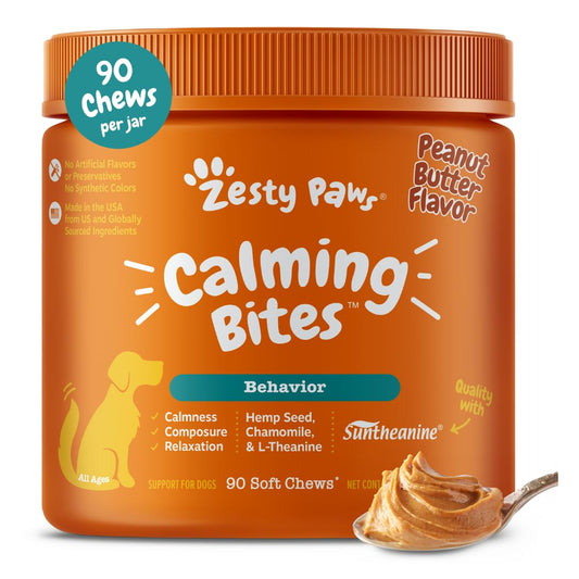 Zesty Paws Calming Chews for Dogs Composure & Relaxation for Everyday Stress & Separation Peanut Butter 90 Count