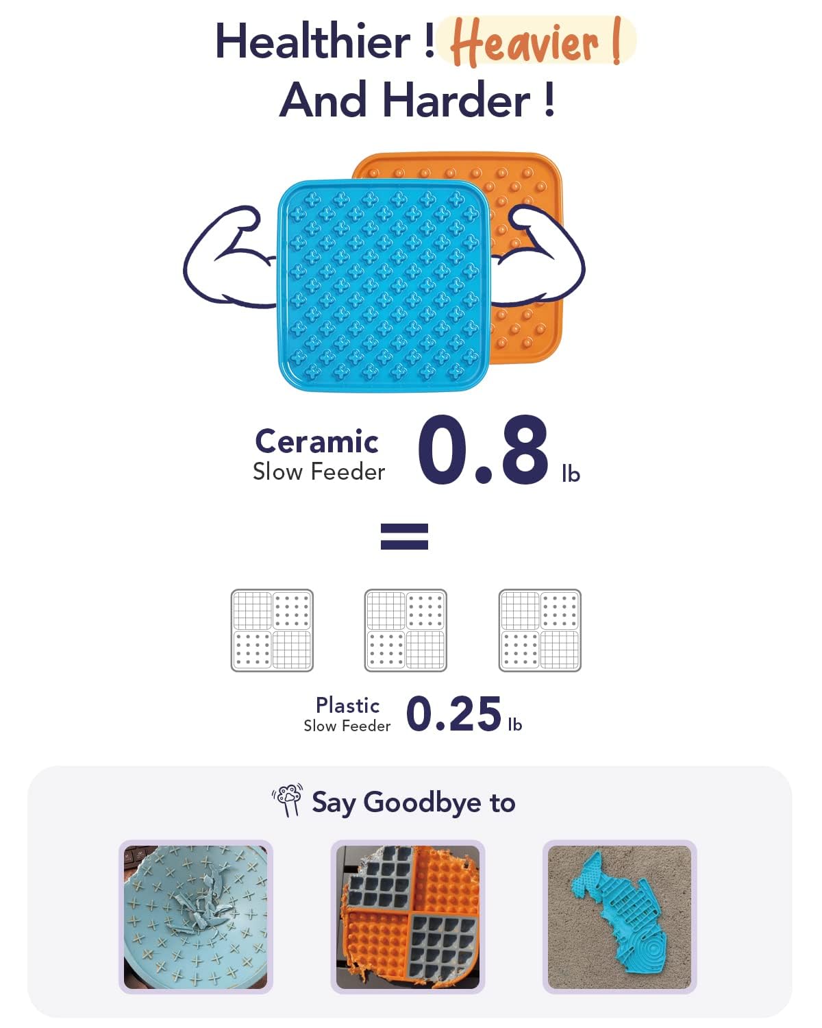 LE TAUCI PET Cat Slow Feeder, 5.5 Inch Lick Mat for Cats and Puppy,Anxiety Relief Licking Mat, Puzzle Feeder for Peanut Butter, Treats, Pet Enrichment Toys, Set of 2, Blue and Orange