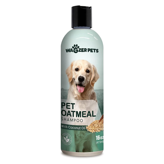 Wagzer Pets Oatmeal Dog Shampoo with Coconut Oil for Dogs | Soothing Dog Shampoo for Itching and Dry Skin | Oatmeal Bath Hypoallergenic and Gentle Pet Care for Sensitive Skin and Coat | 16 oz
