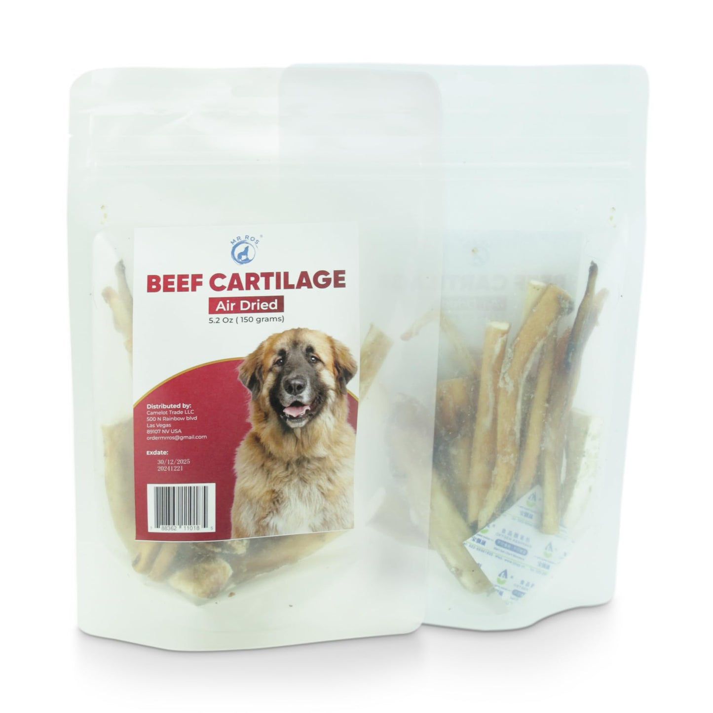 Mr Ros Natural Beef Cartilage for Dogs - Premium Collagen Chews for Aggressive Chewers - Long Lasting Dog Treats for Joint and Skin Health - Healthy Pet Treats - 150g per Bag