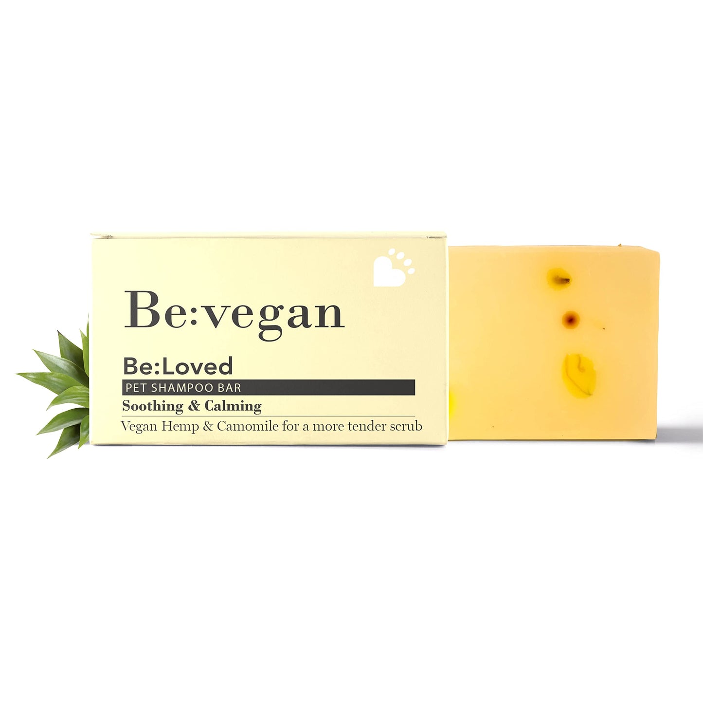 BeVegan Hypoallergenic Dog Shampoo for Sensitive Skin, Soothing & Calming Natural Ingredients Vegan Hemp & Camomile, Handmade in The UK - 110g Soap Bar