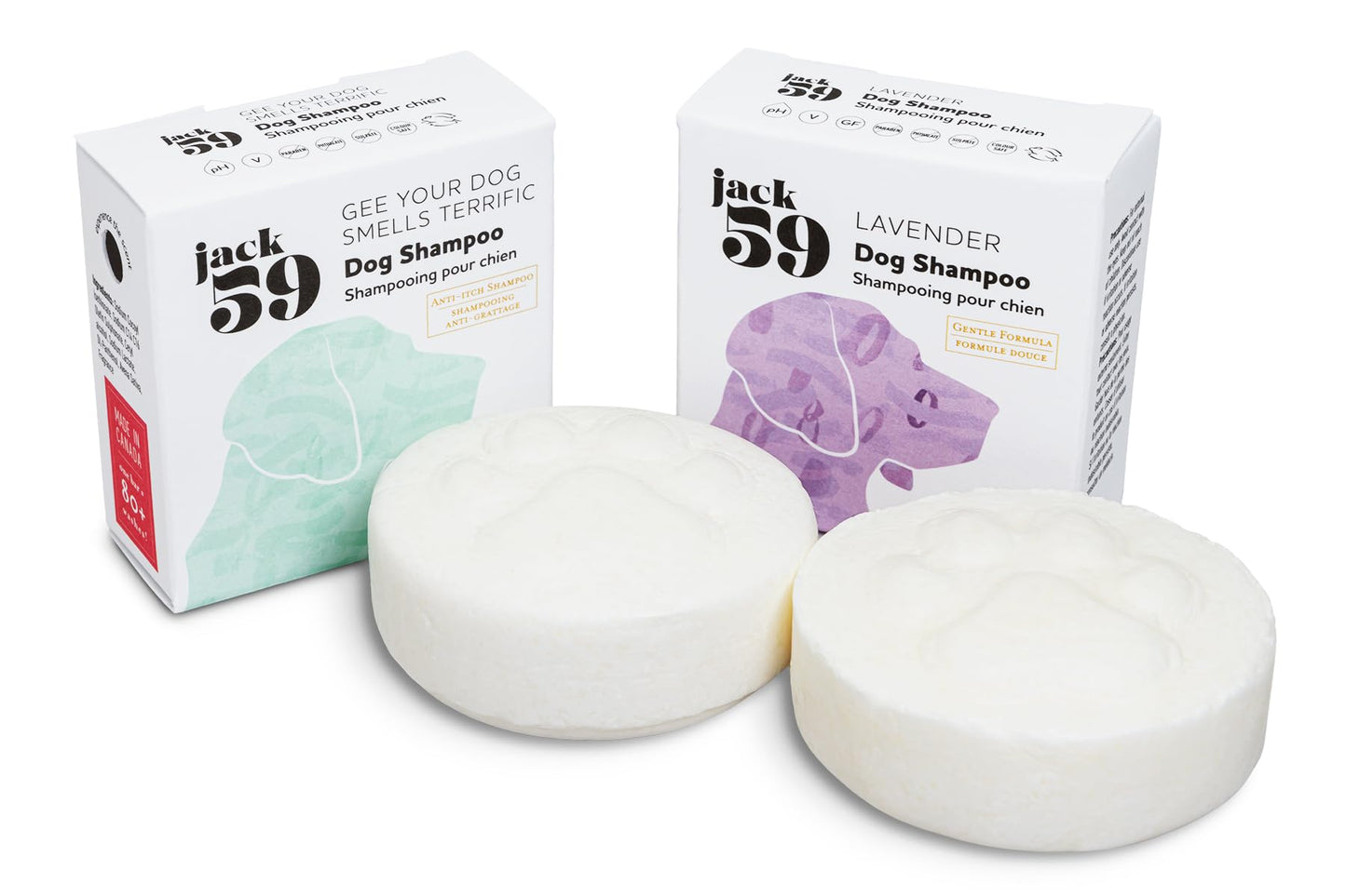 Jack59 Dog Grooming Bar with Conditioners for Skin - Organic, Vegan, pH Balanced, All-Natural Shampoo and Bath Bar for Puppies and Dogs, Gee Your Dog Smells Terrific, 80g