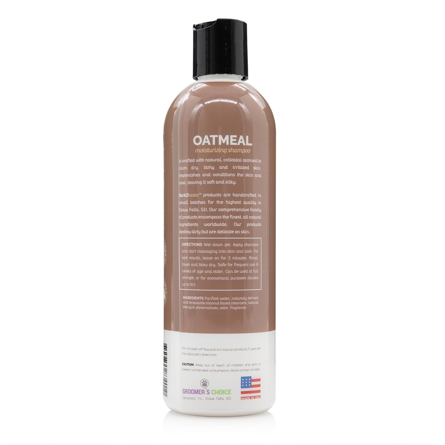 Bark2Basics Oatmeal Dog Shampoo, 16 oz - Natural Colloidal Oatmeal, Natural Ingredients, Calms Dry Itchy Irritated Skin, Moisturizes and Soothes the Skin and Coat, Professional Grade