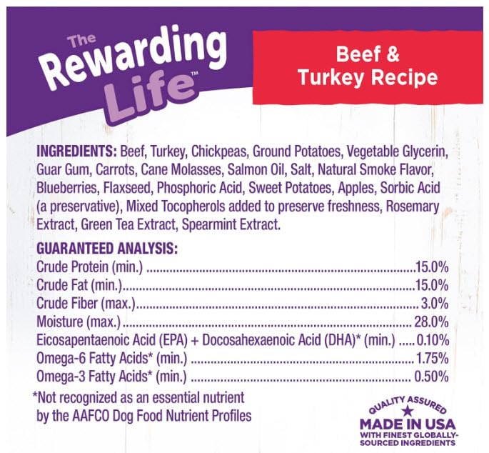 Wellness Rewarding Life Soft & Tasty Training Rewards for Dogs. 2pk Variety Bundle: (1) Beef & Turkey & (1) Chicken & Venison, 6oz Bags