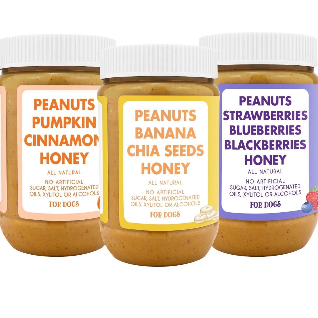 Bark Bistro Company, Superberry Snoot + Barkin Banana + Pumpkin Pup, 100% Natural Dog Peanut Butter, Healthy Dog Treats - Made in USA (Set of 3 / 17oz)