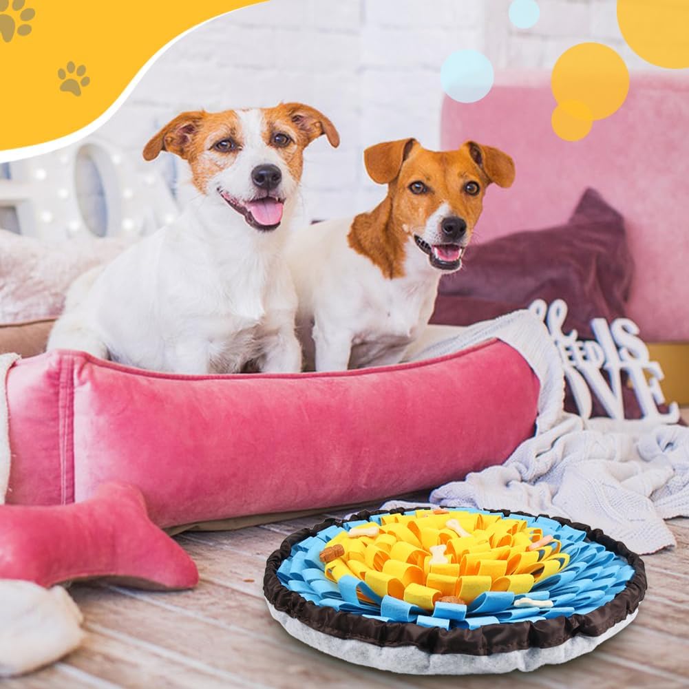 SZEE Snuffle Mat for Dogs, Adjustable Sniffing Mat for Smell Training and Slow Eating, Dog Snuffle Pad for Mental Stimulation and Enrichment, Interactive Toys for Pets (Yellow and Blue)