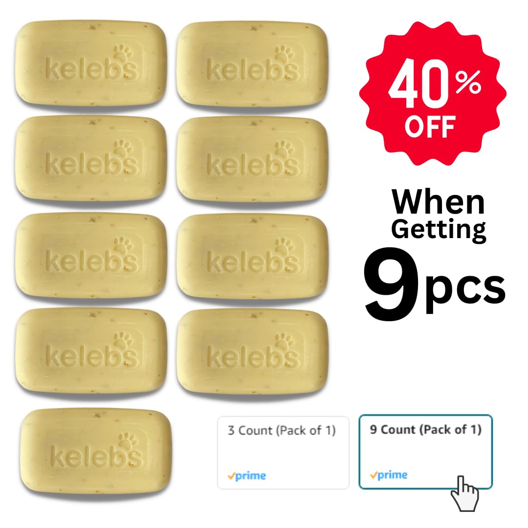 Kelebs Dog Shampoo | Allergies and itching | Dog Shampoo for Sensitive Skin | All Natural Dog Soap Bar with Lavender Oil & Oatmeal | No Plastic Vegan | 3PCS