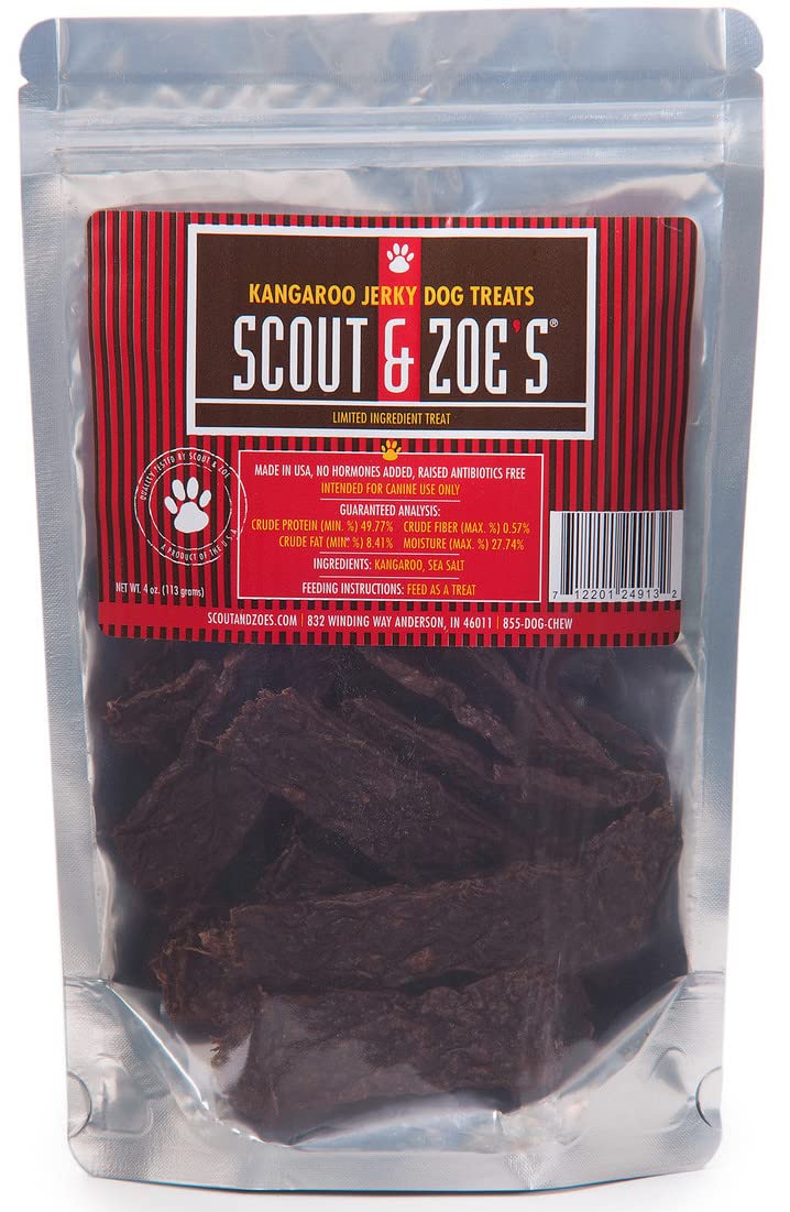 Scout & Zoe's 100% Kangaroo Dog Treats: No Fillers, No Carbohydrates or Grain, No Preservatives, Only a Touch of Sea Salt - Crafted with Love, All Natural Dog Treats Made in USA